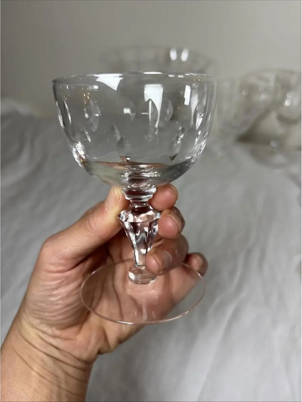 Vintage Etched Crystal Wine & Cocktail Glasses – Set of 6 Mismatched Lot